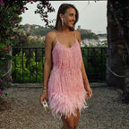 Women's Feather Mini Dress – Party Cocktail Dress