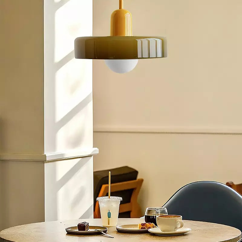 Colorful Bauhaus Pendant Light with Timeless Glass Design