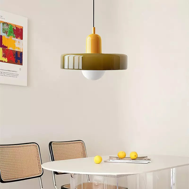 Colorful Bauhaus Pendant Light with Timeless Glass Design