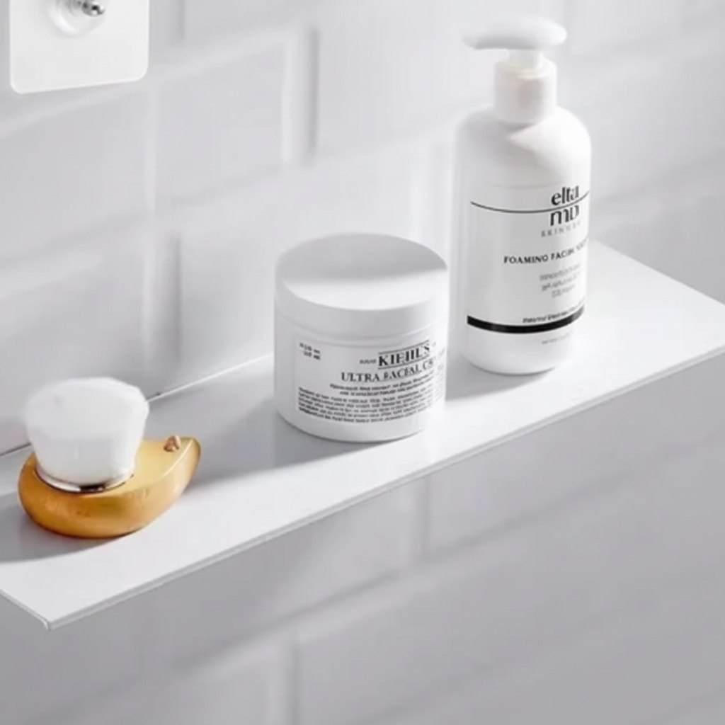 Floating Wall Shelf No Drill - Adhesive Bathroom Shelf