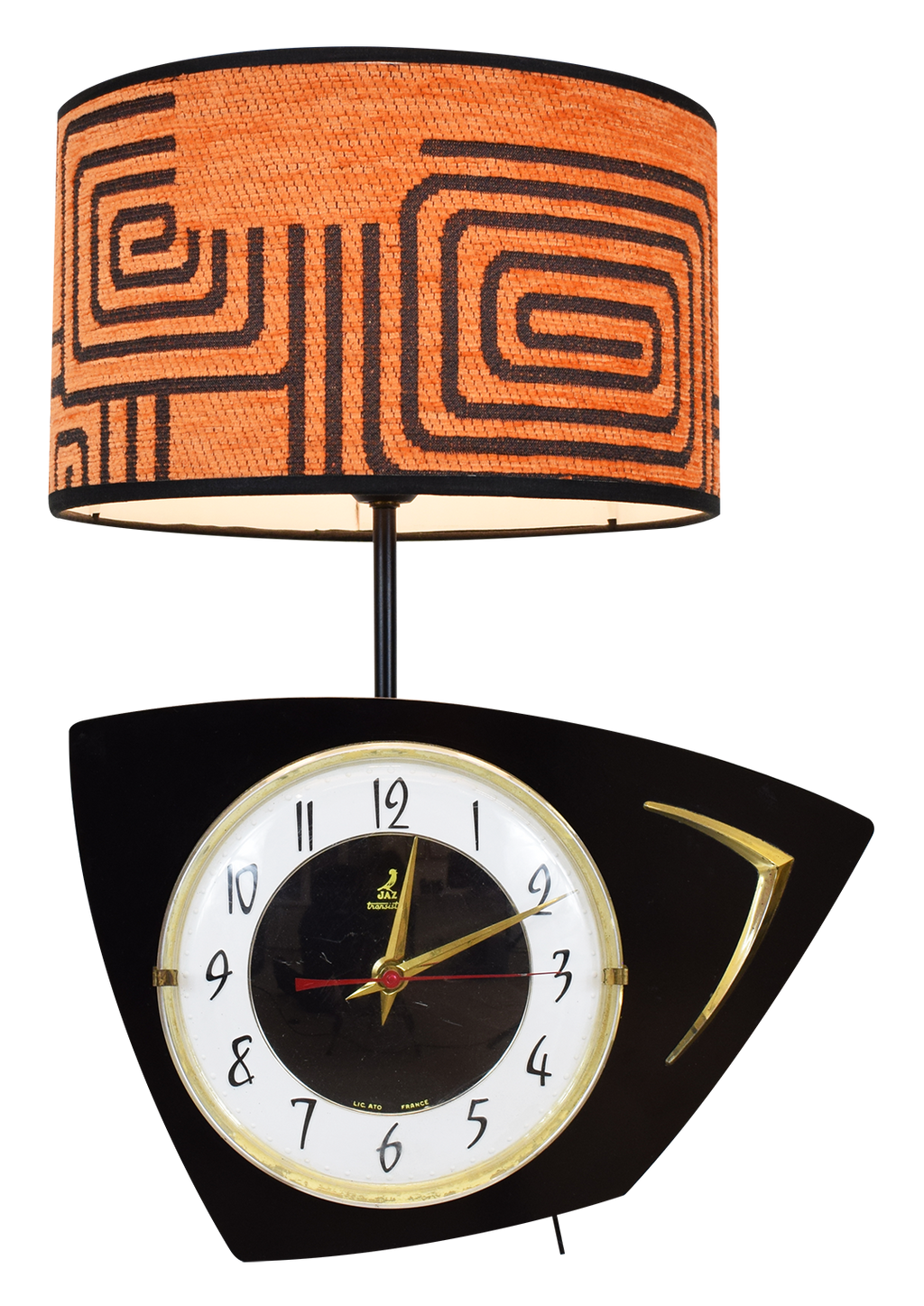 Vintage Clock Lamp - Orange and Black