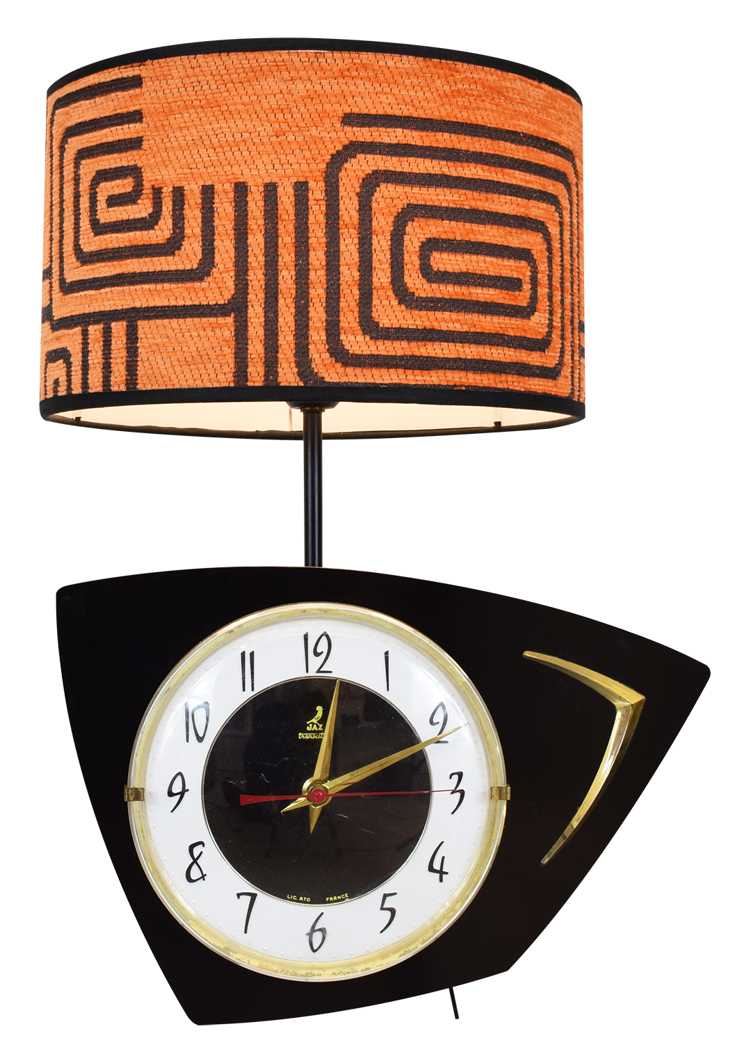 Vintage Clock Lamp - Orange and Black