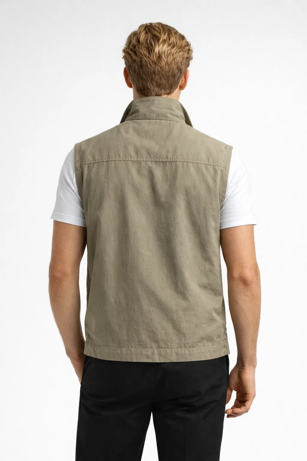 Men's Lightweight Gilet with Stand Collar - Casual Zip-Pocket Bodywarmer
