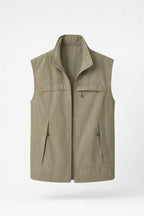 Men's Lightweight Gilet with Stand Collar - Casual Zip-Pocket Bodywarmer