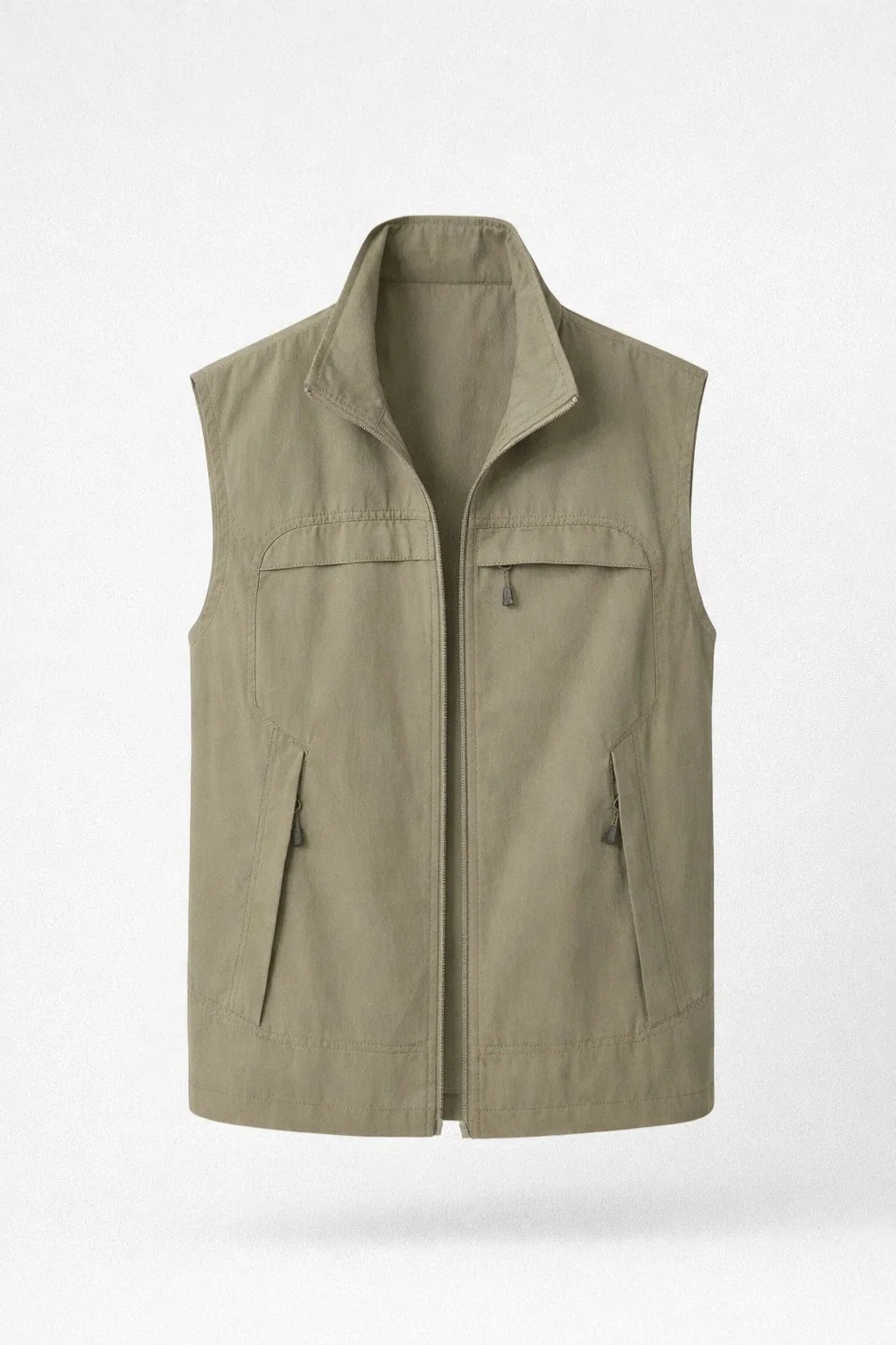 Men's Lightweight Gilet with Stand Collar - Casual Zip-Pocket Bodywarmer