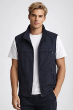Men's Lightweight Gilet with Stand Collar - Casual Zip-Pocket Bodywarmer