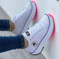 Women's Chunky Canvas Trainers with Contrast Side Stripe