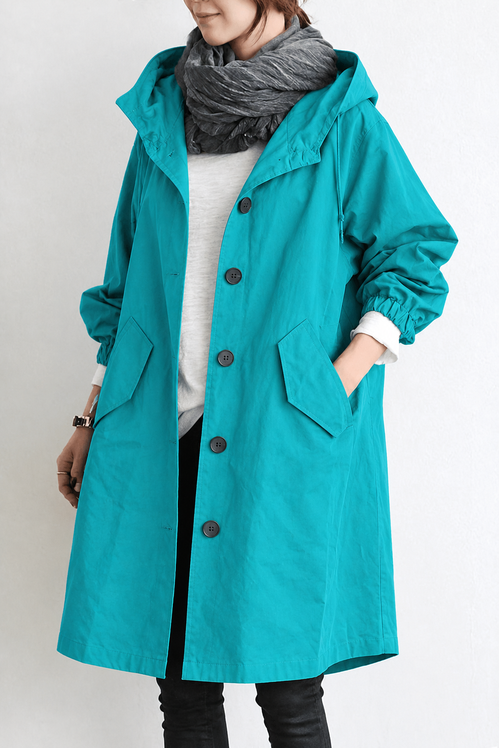 Women's Waterproof Trench Coat with Hood – Spring & Autumn Jacket