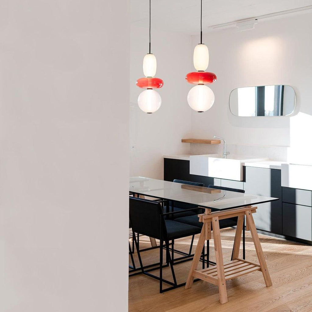 Pendant Light with Colored Glass Shade - Modern Ceiling Lamp