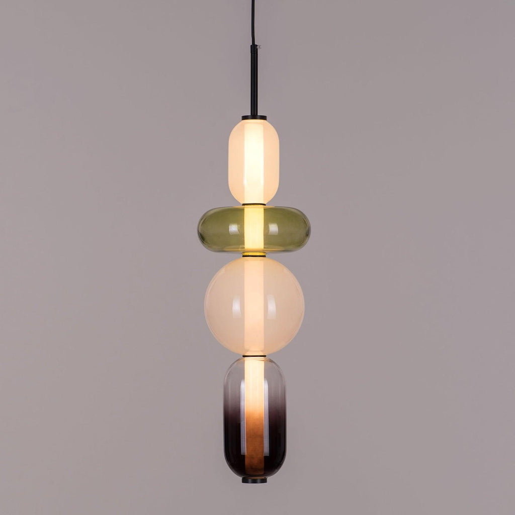 Pendant Light with Colored Glass Shade - Modern Ceiling Lamp