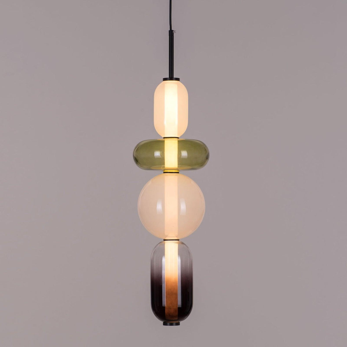 Pendant Light with Colored Glass Shade - Modern Ceiling Lamp