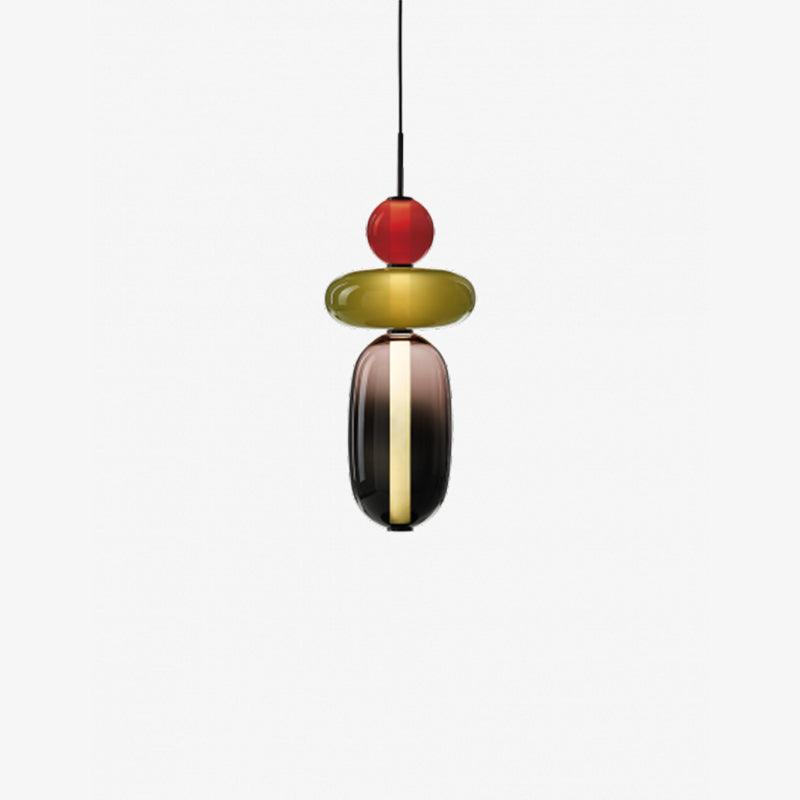 Pendant Light with Colored Glass Shade - Modern Ceiling Lamp