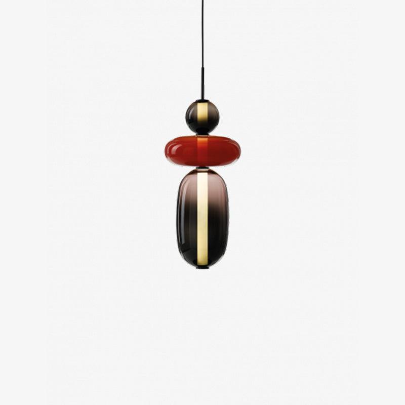Pendant Light with Colored Glass Shade - Modern Ceiling Lamp