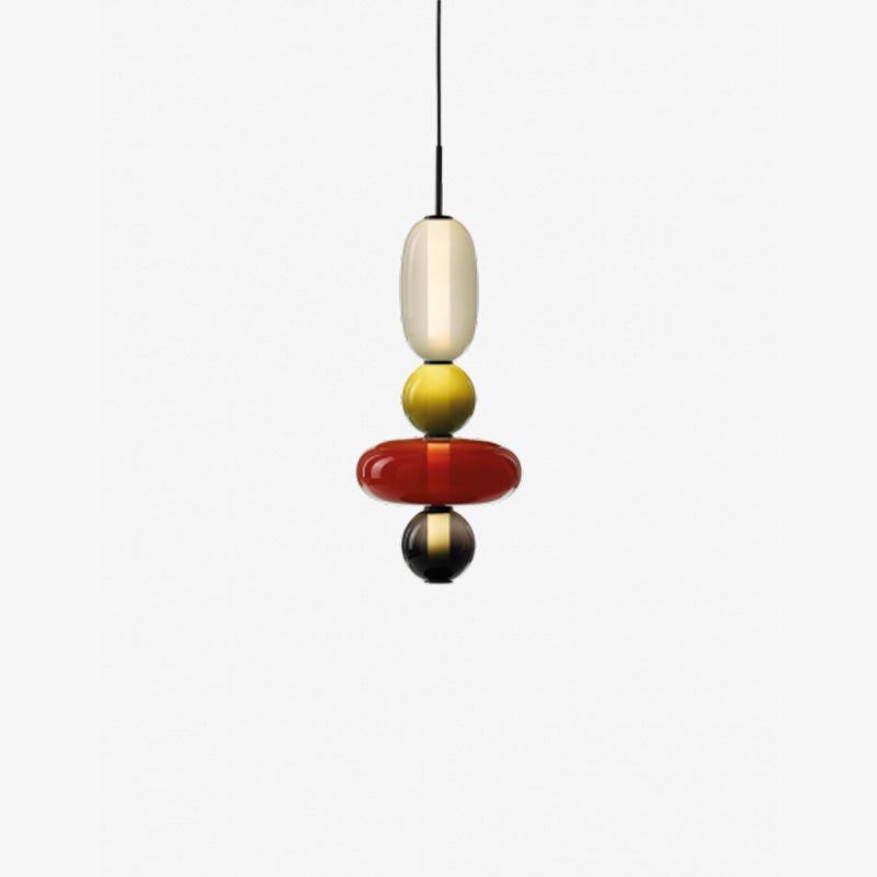 Pendant Light with Colored Glass Shade - Modern Ceiling Lamp