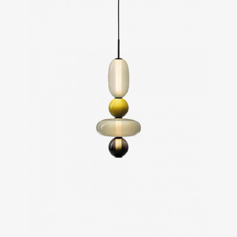 Pendant Light with Colored Glass Shade - Modern Ceiling Lamp