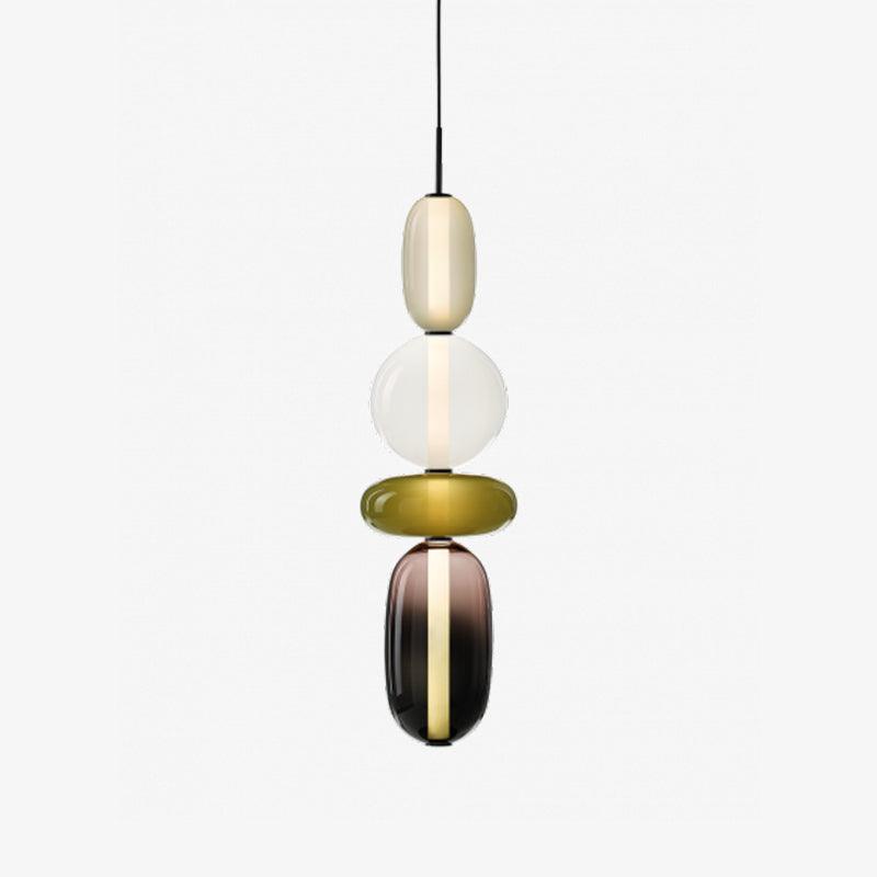 Pendant Light with Colored Glass Shade - Modern Ceiling Lamp