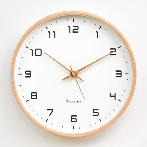 Silent Wooden Wall Clock with Quartz Movement Ø25/Ø30 cm