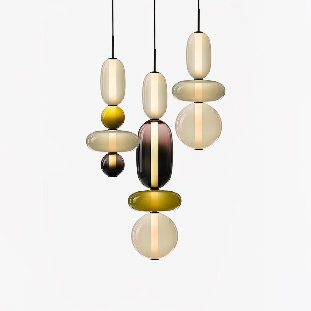 Pendant Light with Colored Glass Shade - Modern Ceiling Lamp