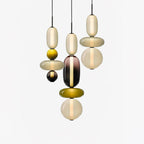 Pendant Light with Colored Glass Shade - Modern Ceiling Lamp