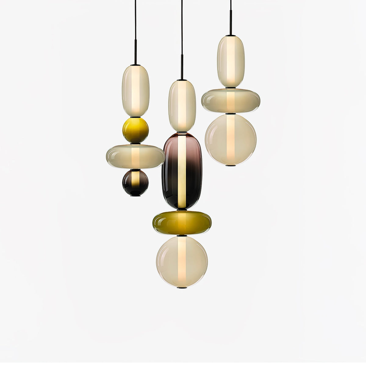 Pendant Light with Colored Glass Shade - Modern Ceiling Lamp