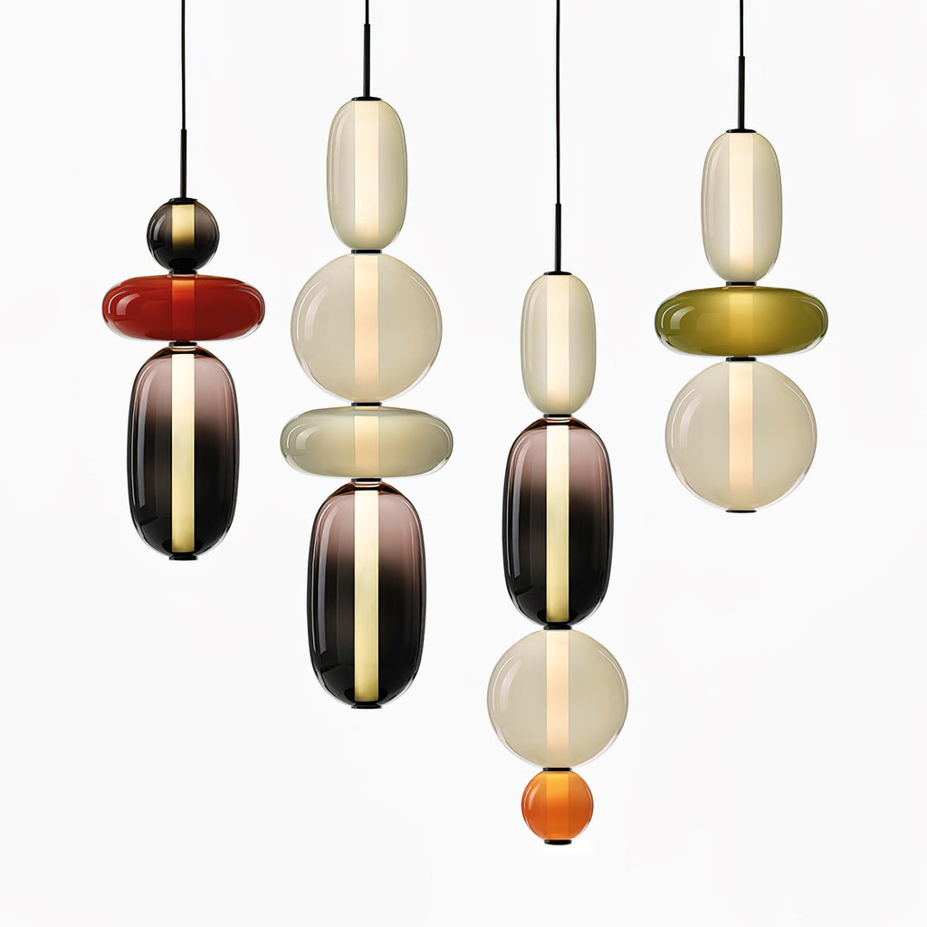 Pendant Light with Colored Glass Shade - Modern Ceiling Lamp