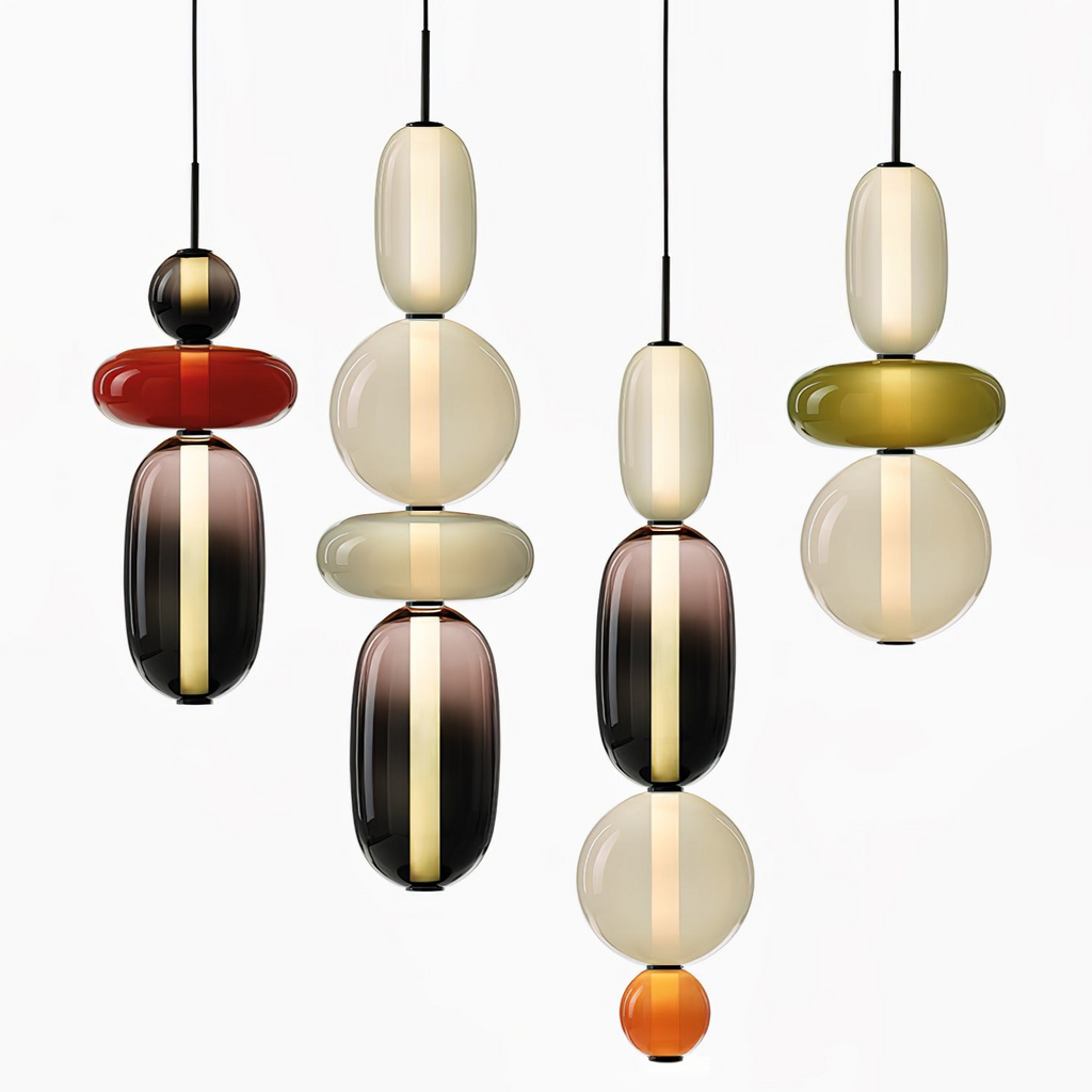 Pendant Light with Colored Glass Shade - Modern Ceiling Lamp