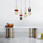 Pendant Light with Colored Glass Shade - Modern Ceiling Lamp