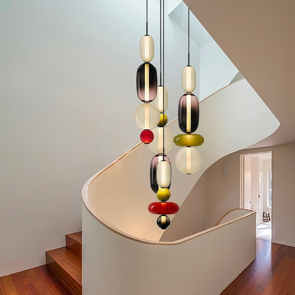 Pendant Light with Colored Glass Shade - Modern Ceiling Lamp