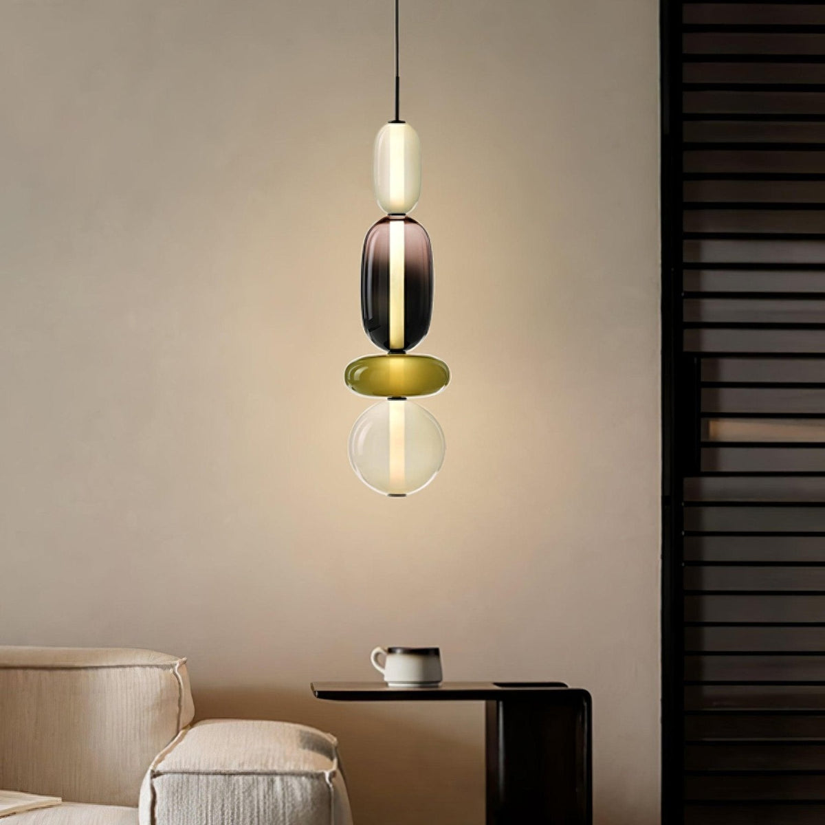 Pendant Light with Colored Glass Shade - Modern Ceiling Lamp