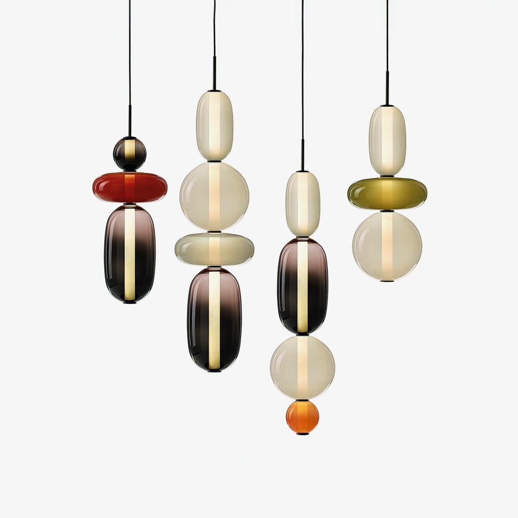 Pendant Light with Colored Glass Shade - Modern Ceiling Lamp