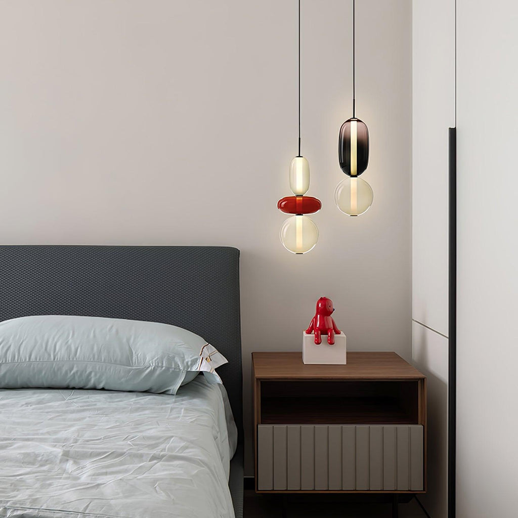 Pendant Light with Colored Glass Shade - Modern Ceiling Lamp