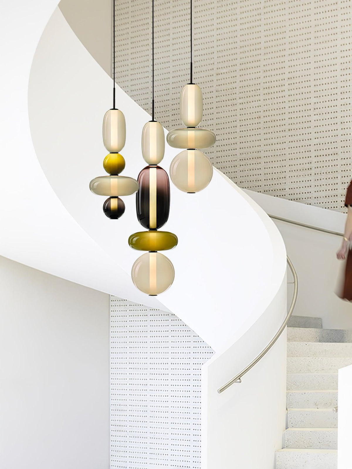 Pendant Light with Colored Glass Shade - Modern Ceiling Lamp