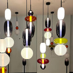 Pendant Light with Colored Glass Shade - Modern Ceiling Lamp