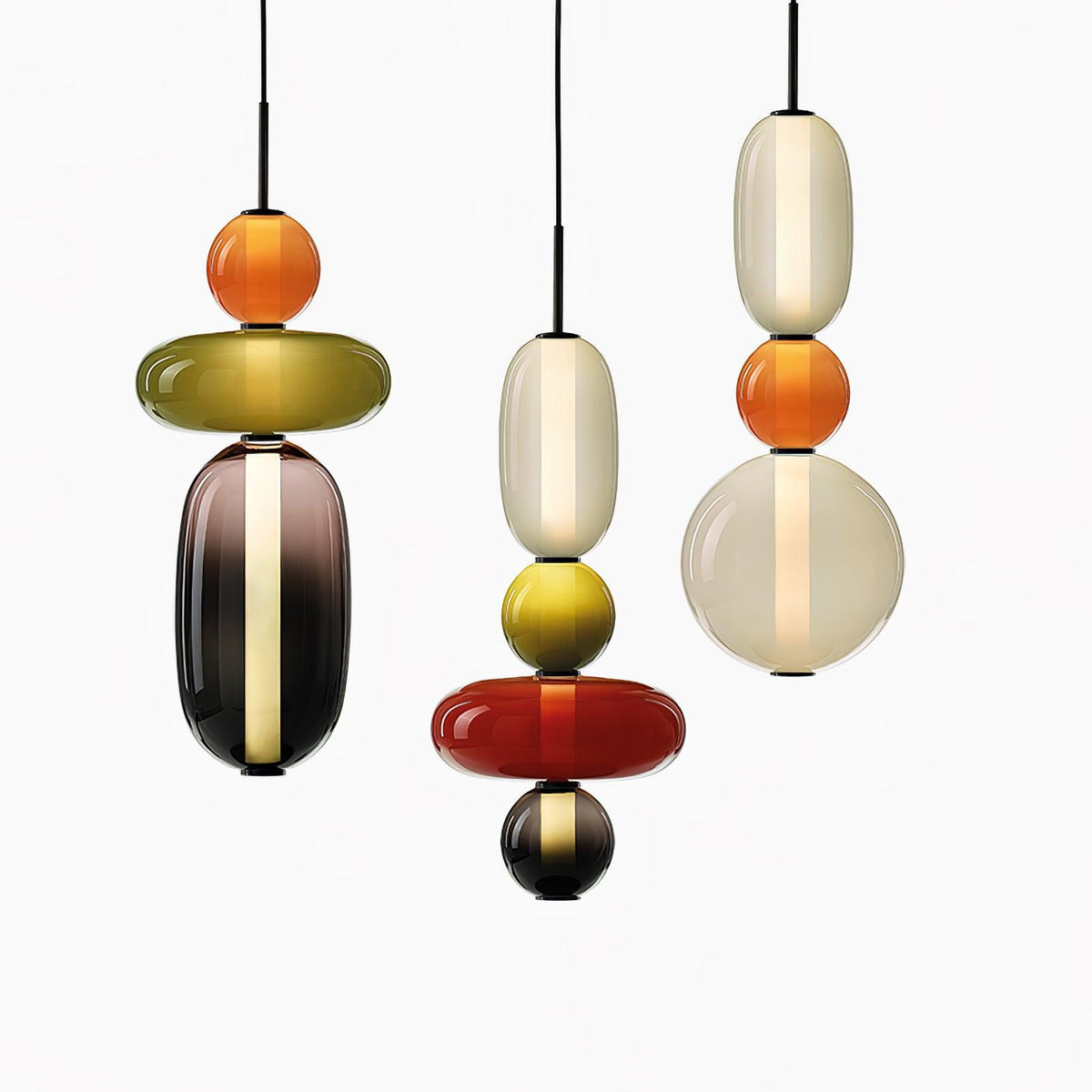 Pendant Light with Colored Glass Shade - Modern Ceiling Lamp