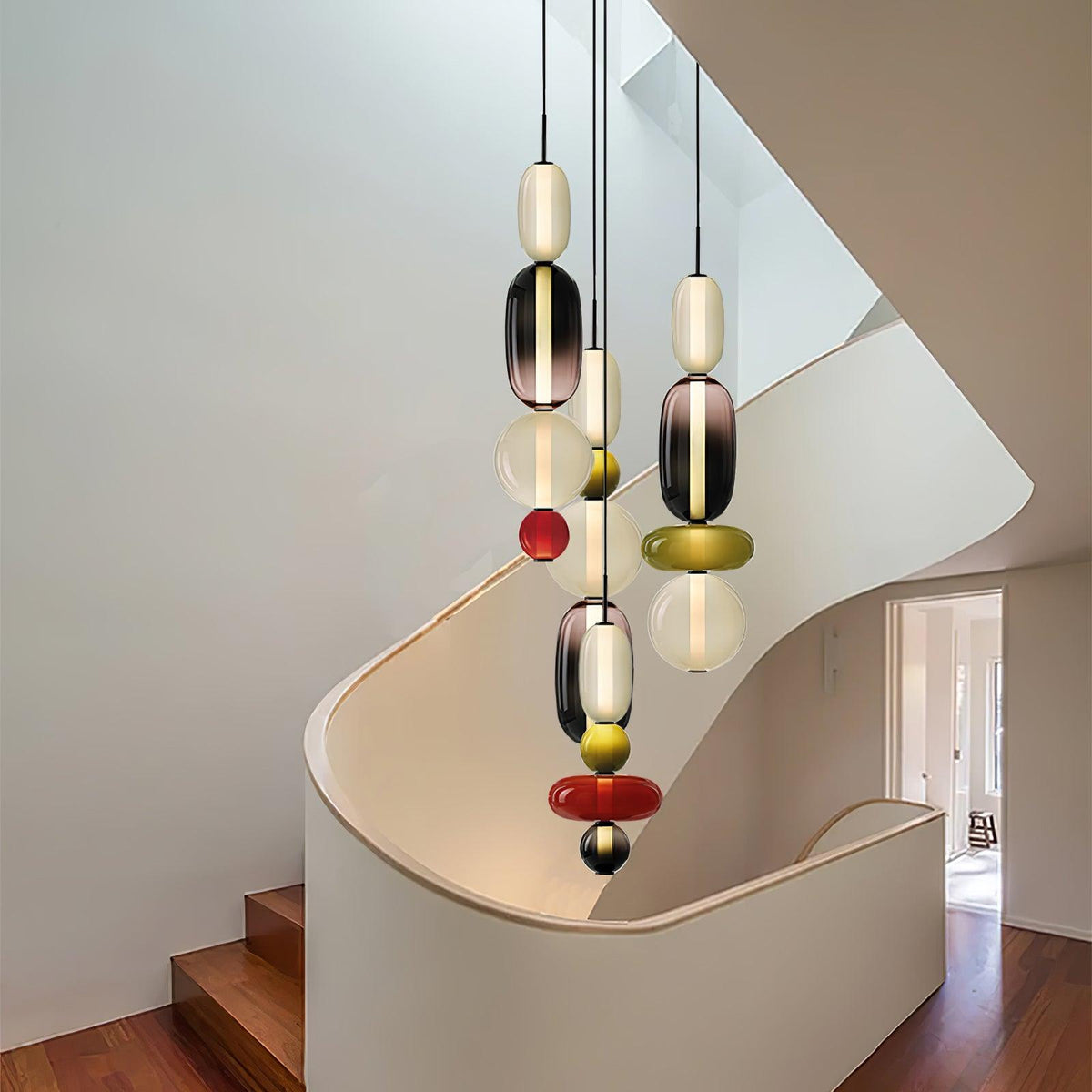 Pendant Light with Colored Glass Shade - Modern Ceiling Lamp