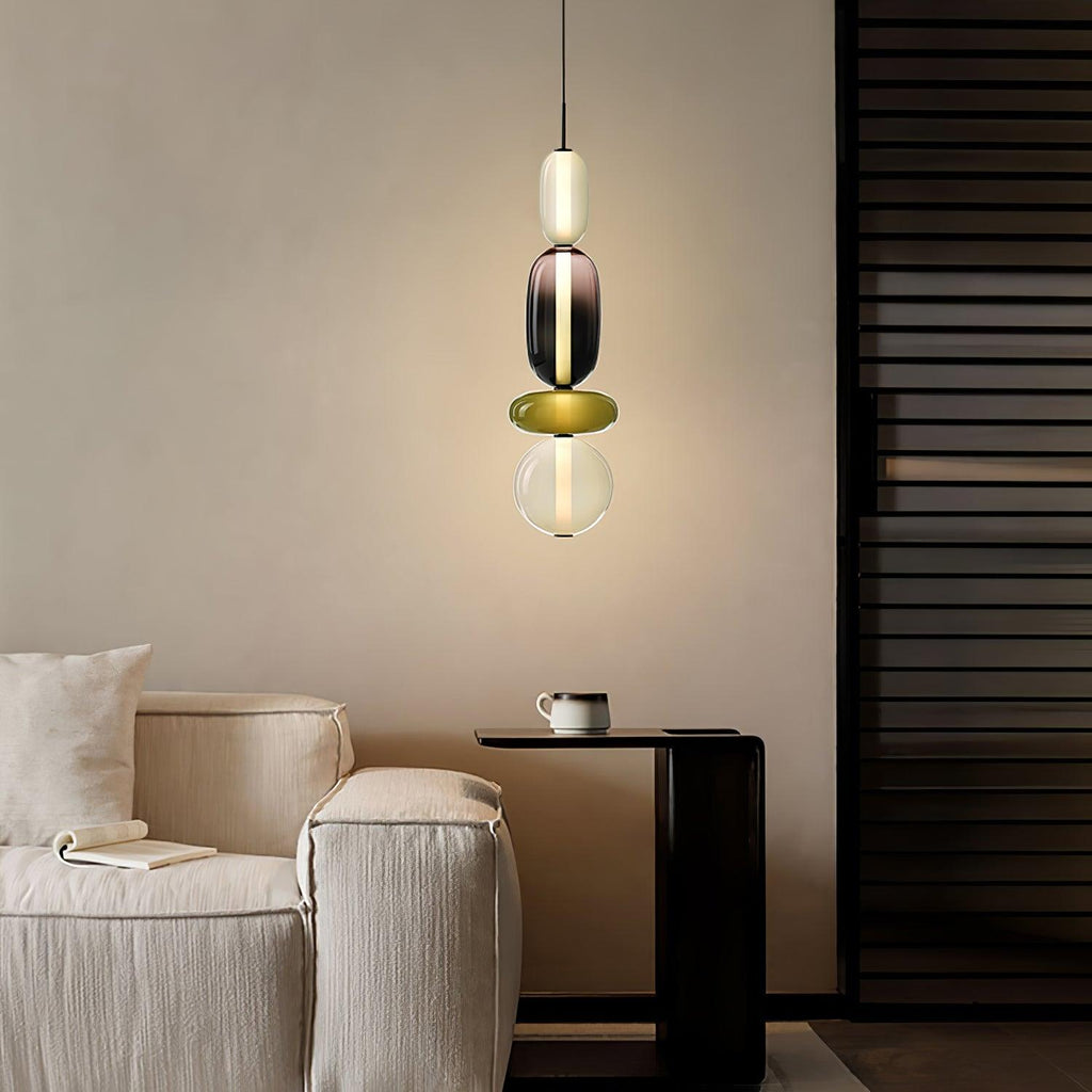Pendant Light with Colored Glass Shade - Modern Ceiling Lamp