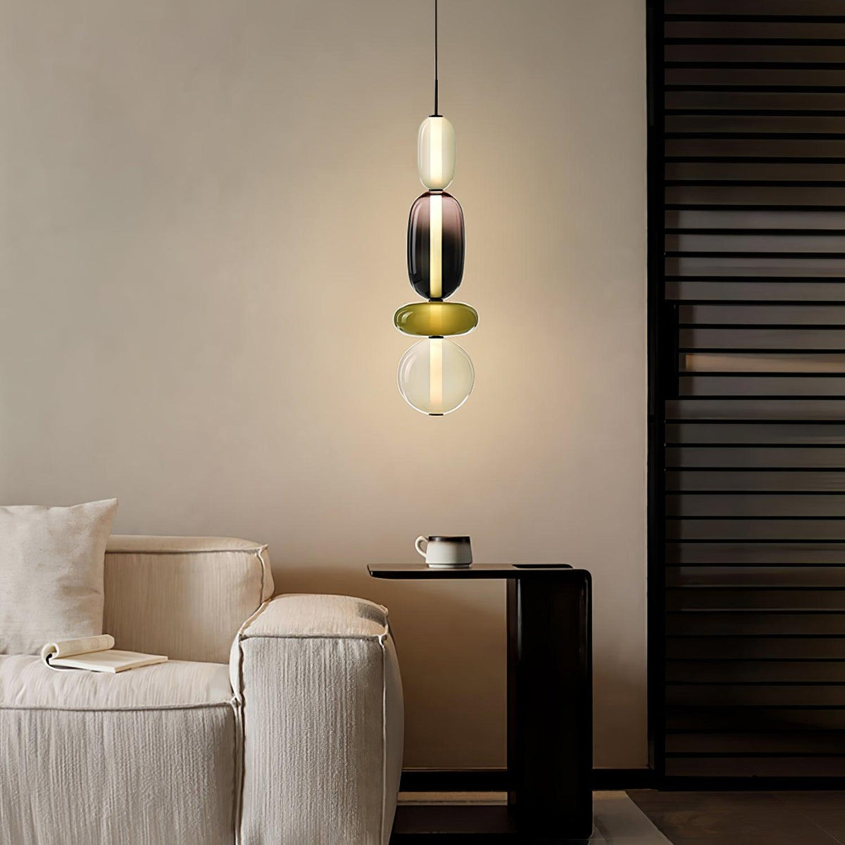 Pendant Light with Colored Glass Shade - Modern Ceiling Lamp