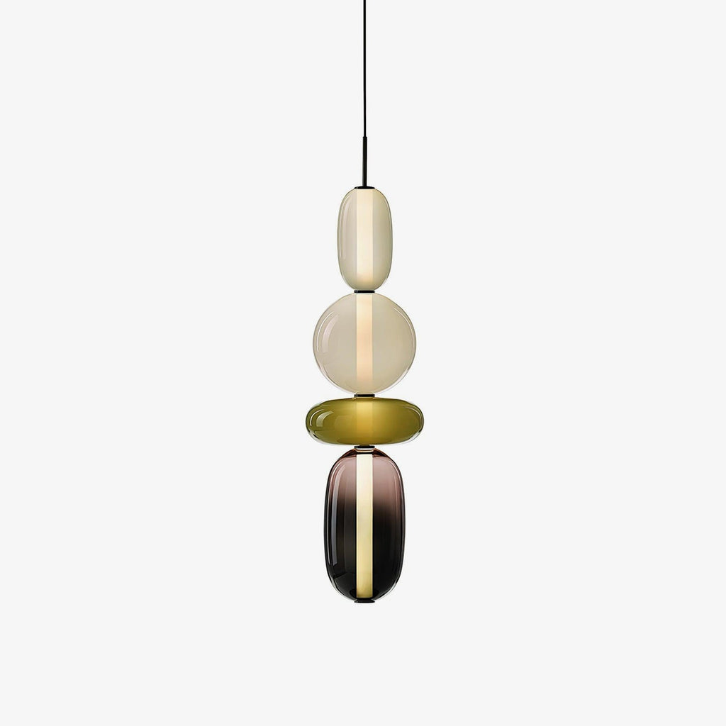 Pendant Light with Colored Glass Shade - Modern Ceiling Lamp