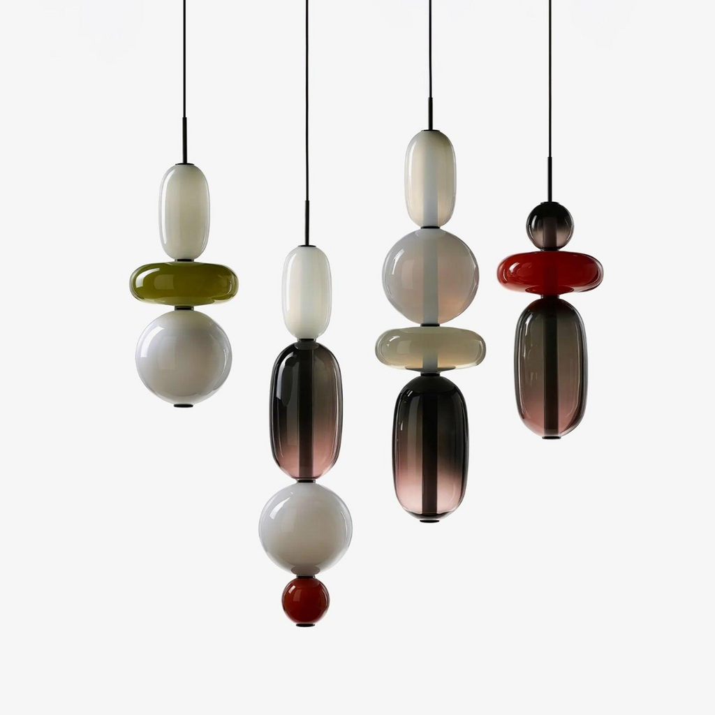 Pendant Light with Colored Glass Shade - Modern Ceiling Lamp
