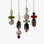 Pendant Light with Colored Glass Shade - Modern Ceiling Lamp