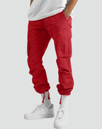Men's Cargo Pants with Multiple Pockets and Adjustable Waist