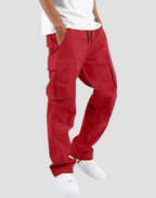 Men's Cargo Pants with Multiple Pockets and Adjustable Waist