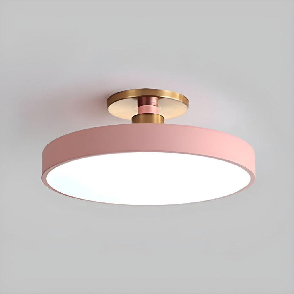 Round LED Semi-Flush Ceiling Light - Iron & Acrylic, Dimmable