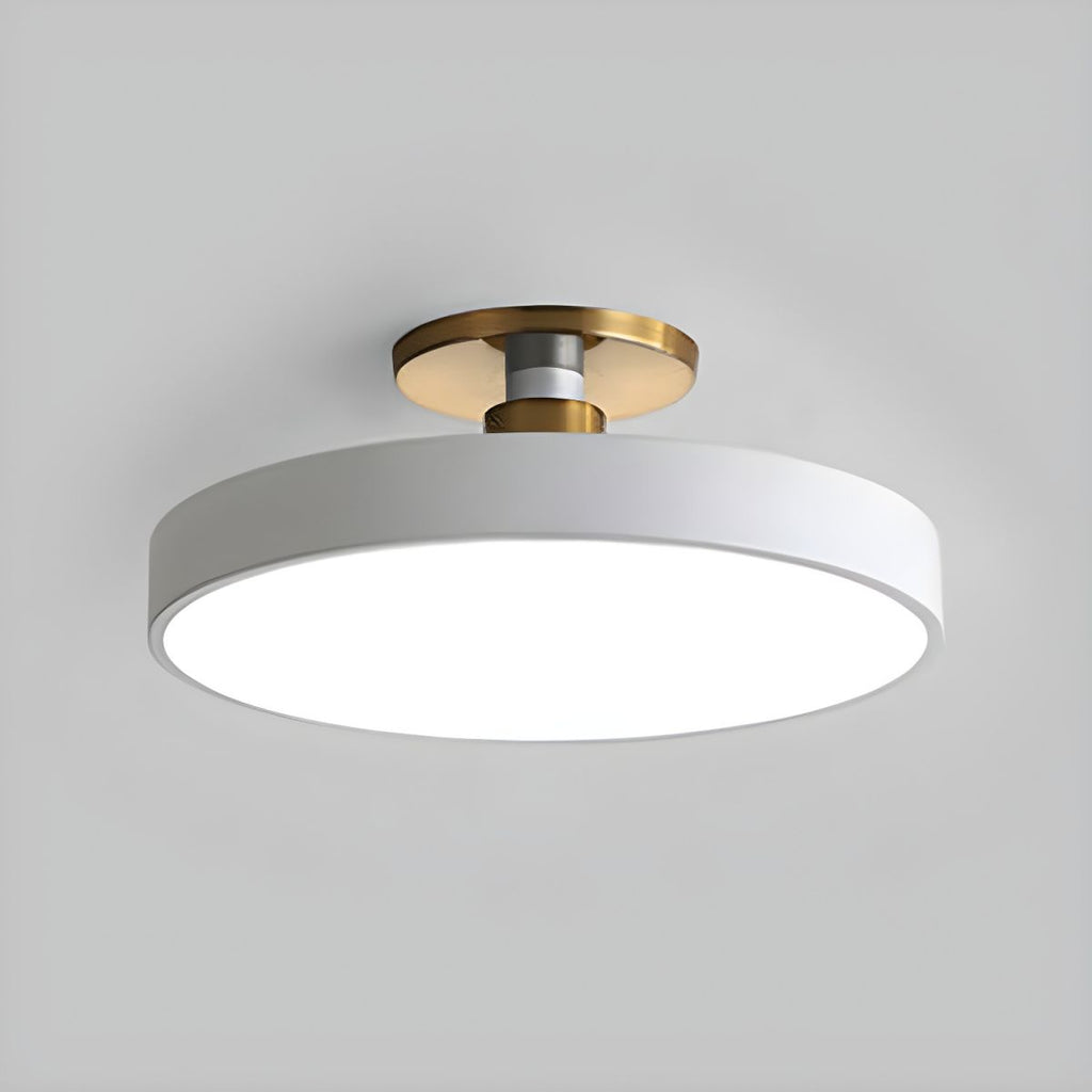 Round LED Semi-Flush Ceiling Light - Iron & Acrylic, Dimmable