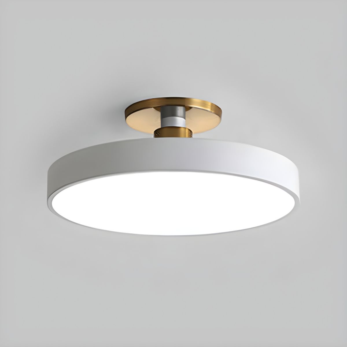 Round LED Semi-Flush Ceiling Light - Iron & Acrylic, Dimmable