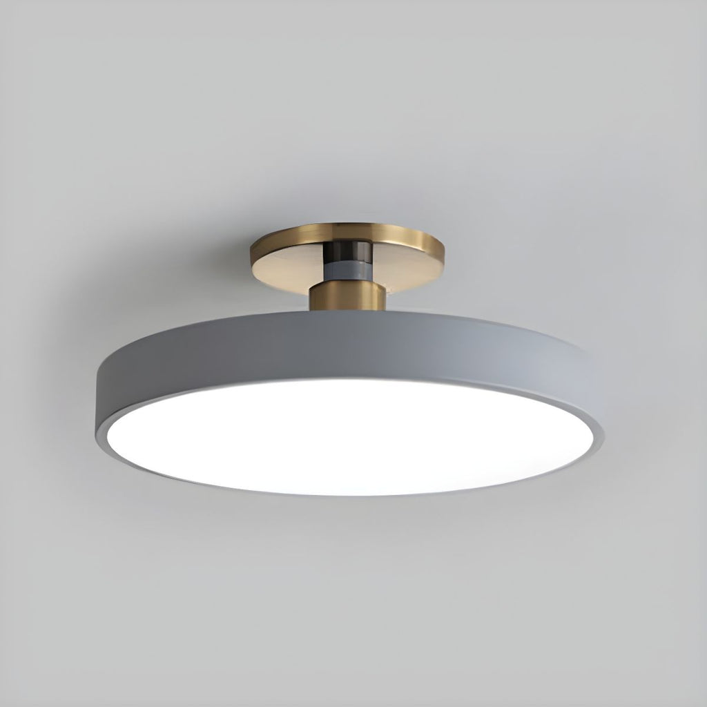 Round LED Semi-Flush Ceiling Light - Iron & Acrylic, Dimmable