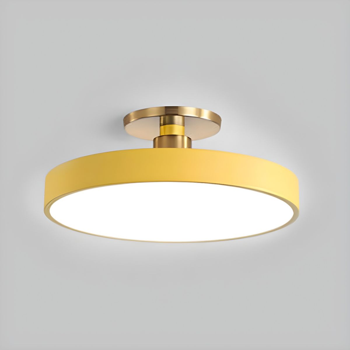 Round LED Semi-Flush Ceiling Light - Iron & Acrylic, Dimmable