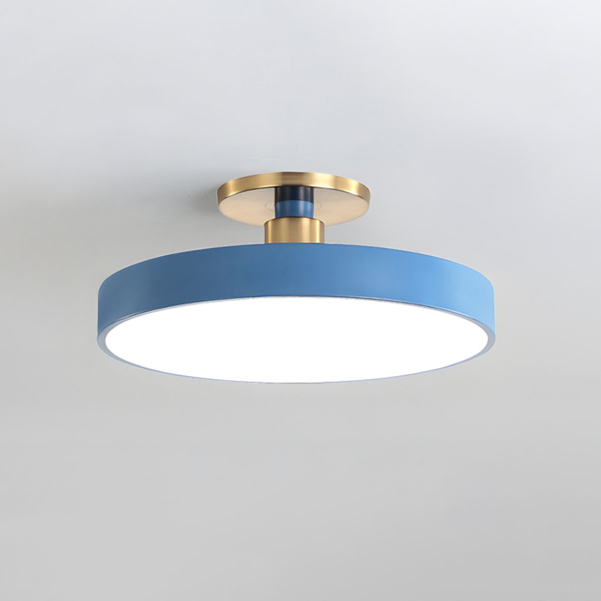 Round LED Semi-Flush Ceiling Light - Iron & Acrylic, Dimmable