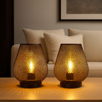 Metal Table Lamp with Pattern & Warm LED Light