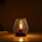 Metal Table Lamp with Pattern & Warm LED Light